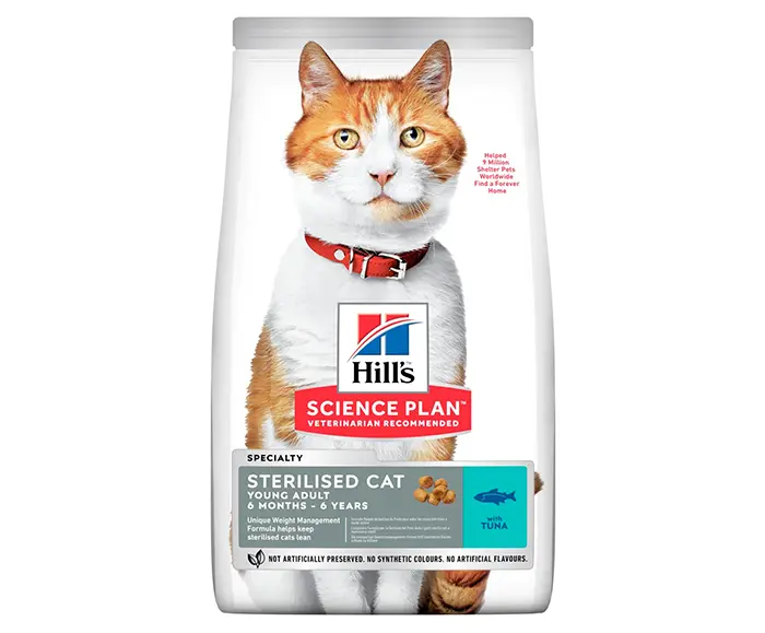 42bc40079041803f9fa485aeb2490d76.webp Croquettes chat stérilisé au thon 1,5kg - Hill's Science Plan