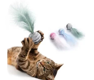 Jouet boule avec plume pour chat